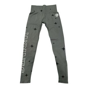 Darc Sport Wolves She Seamless Leggings Flat Green Stars Logo Gym Women Sz Small